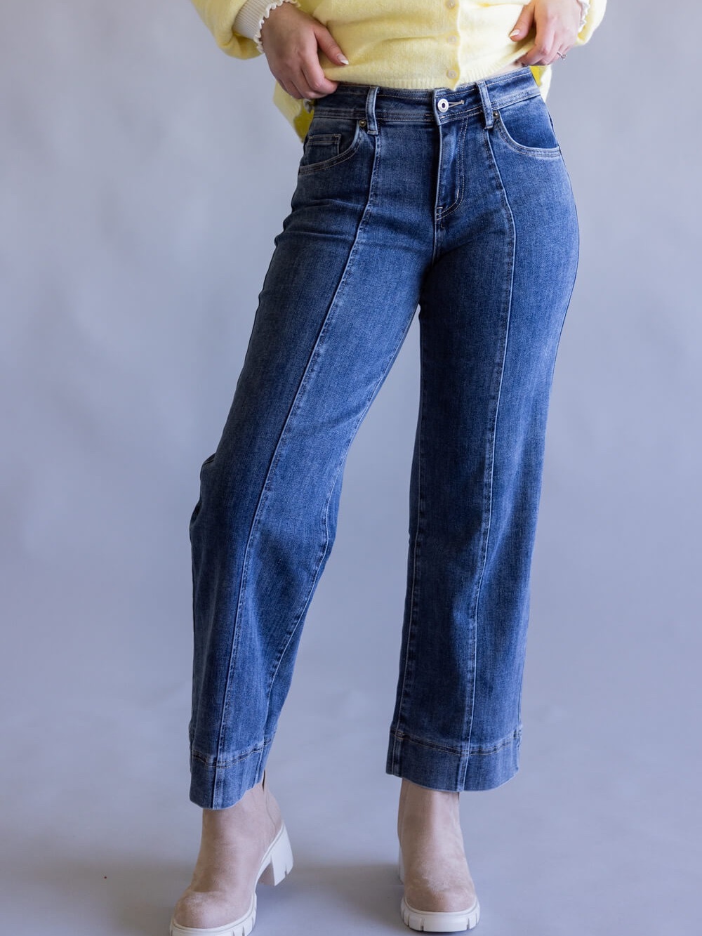 Mica Denim High Rise Front Seam Wide Leg Jeans Great Condition Size 30